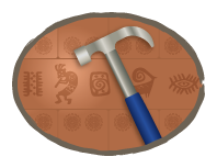 illustration of a hammer in an ancient temple.